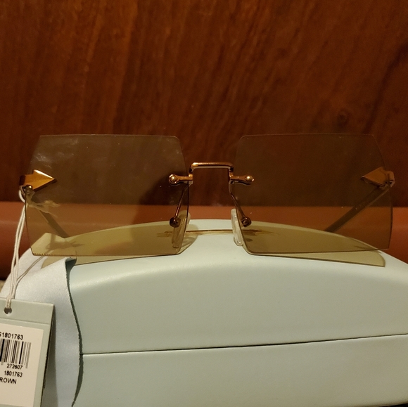 NWT KAREN WALKER The Bird 180176 Light Brown Rectangular Frame Tinted Sunglasses main image 11